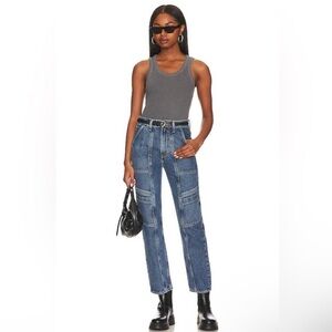 Agolde Cooper Cargo Regulation Denim Jeans Straight Leg Cotton‎ Blue 24